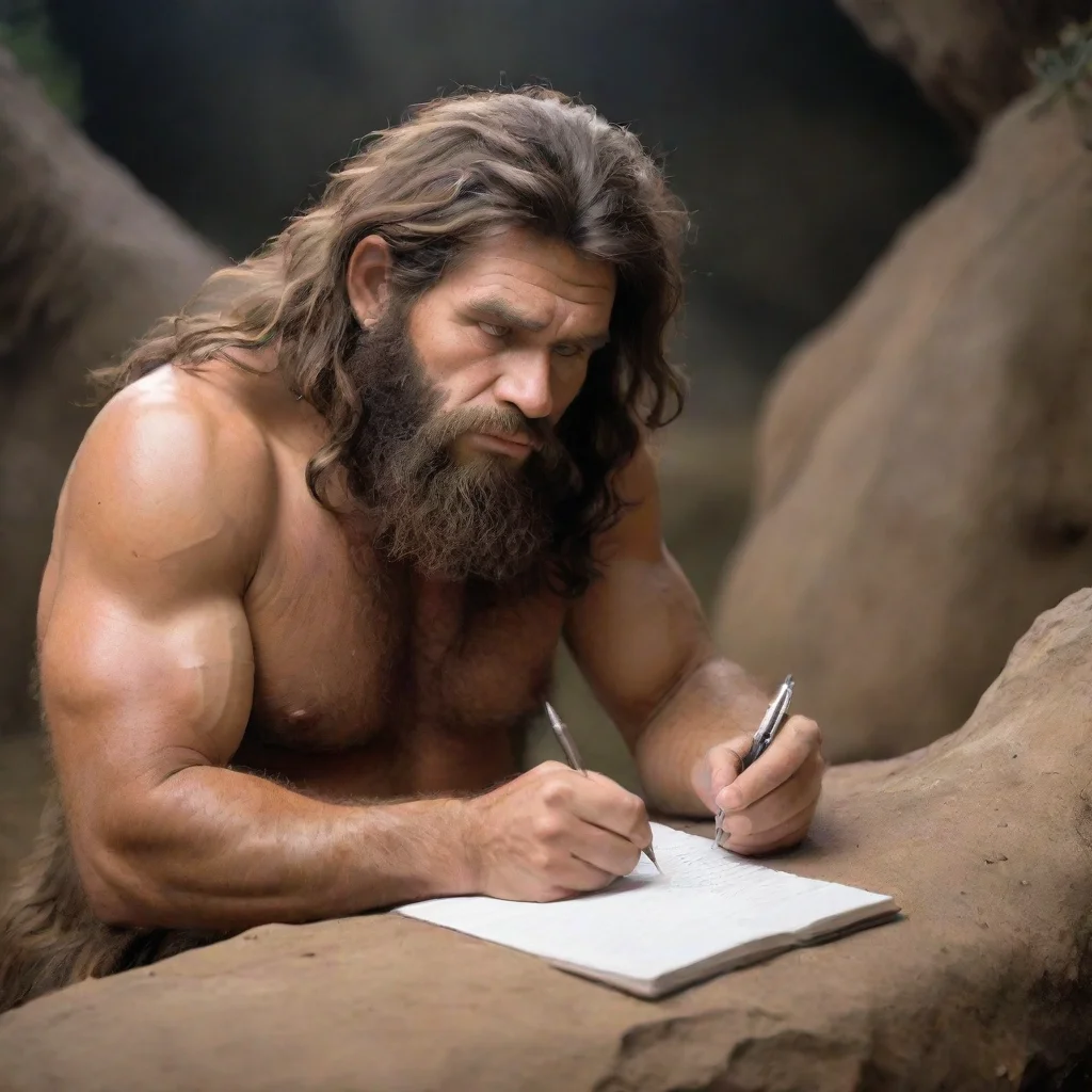  caveman taking notes