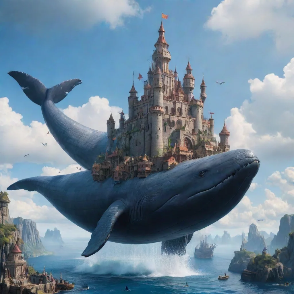 ai fortress kingdom on flying whale