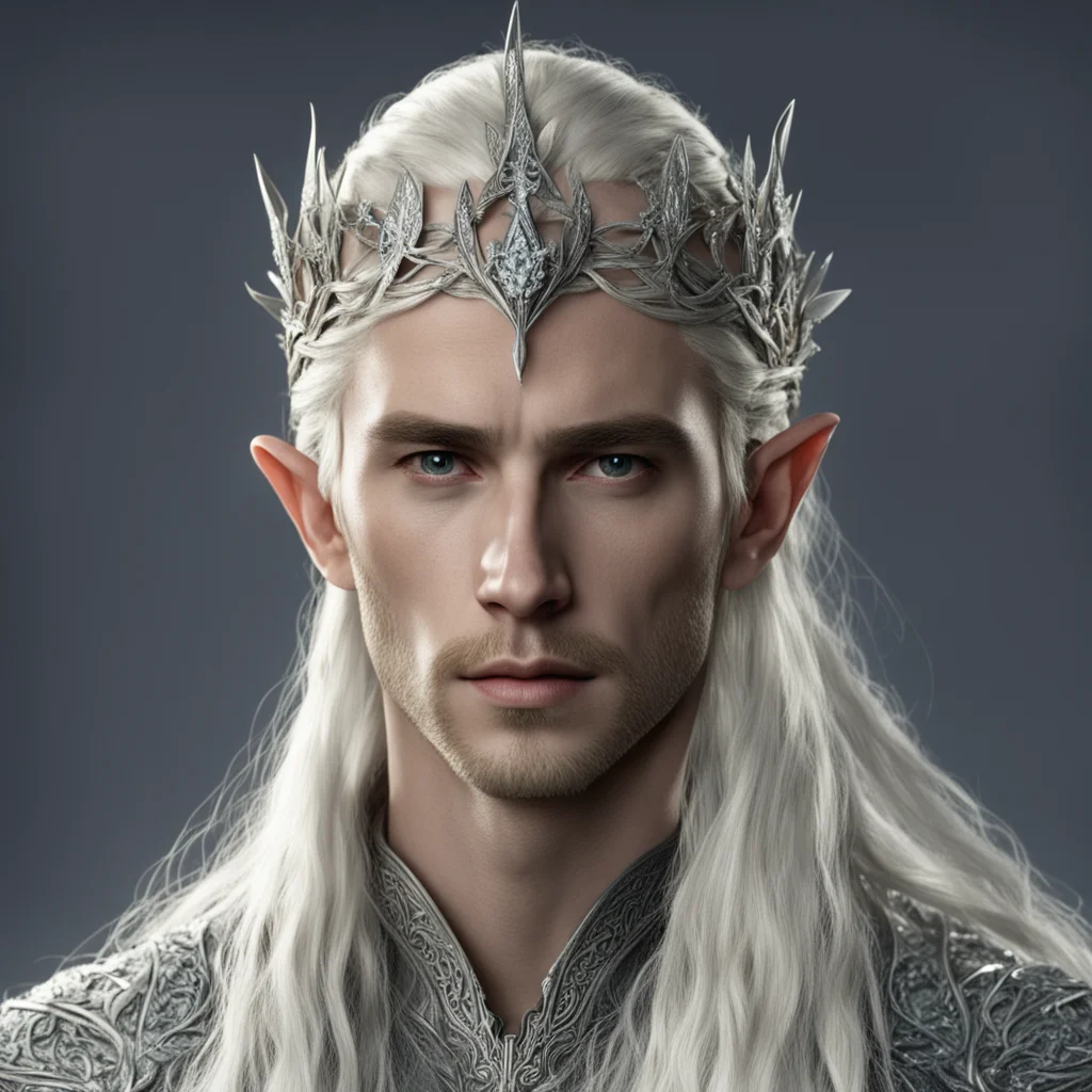 ai king thranduil with blond hair with braids s wearing silver flower elvish circlet encrusted with diamonds good looking trending fantastic 1