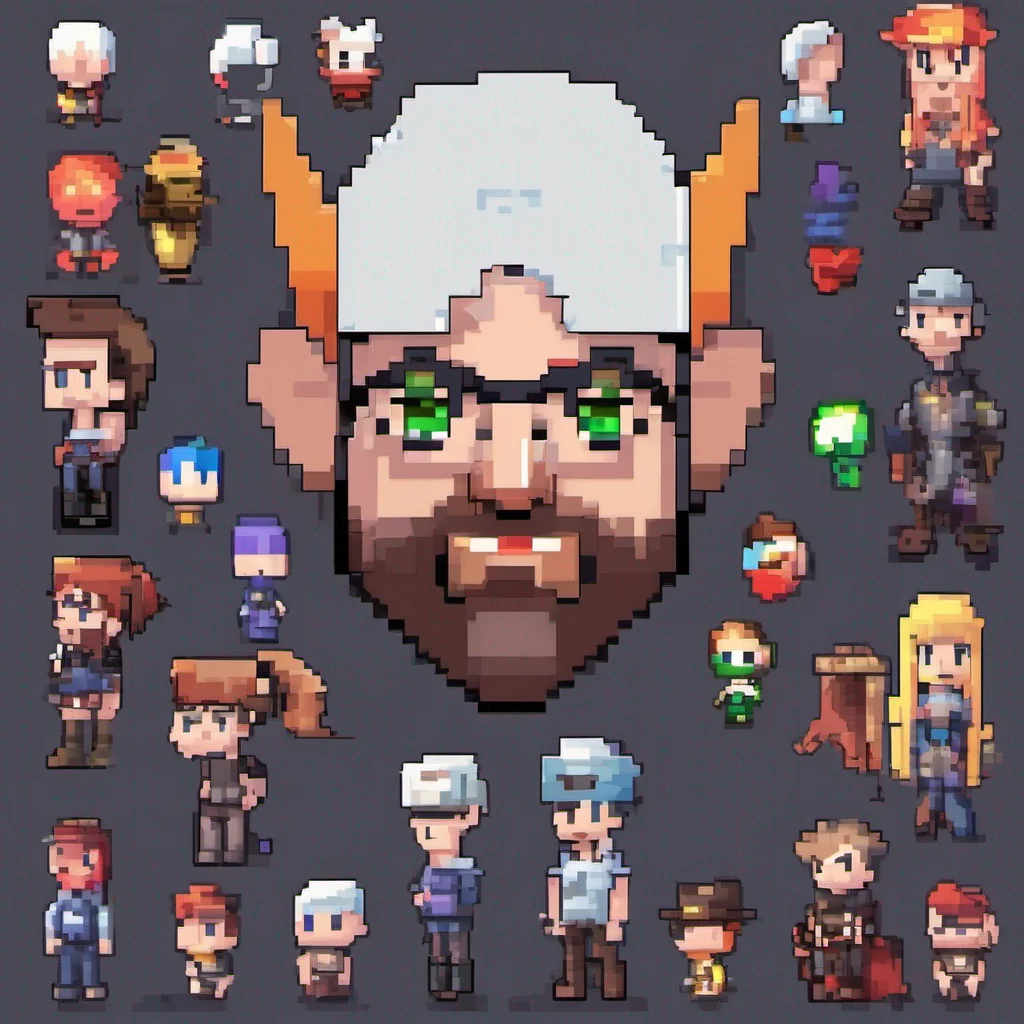 pixel style pixelated character game art portrait  confident engaging wow artstation art 3