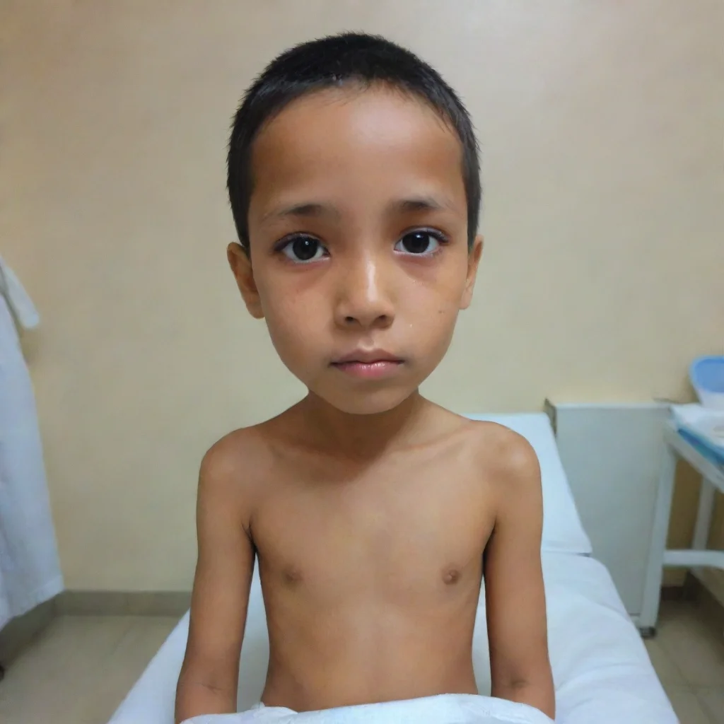 ai14 yers old boy in diapan in a medical room 