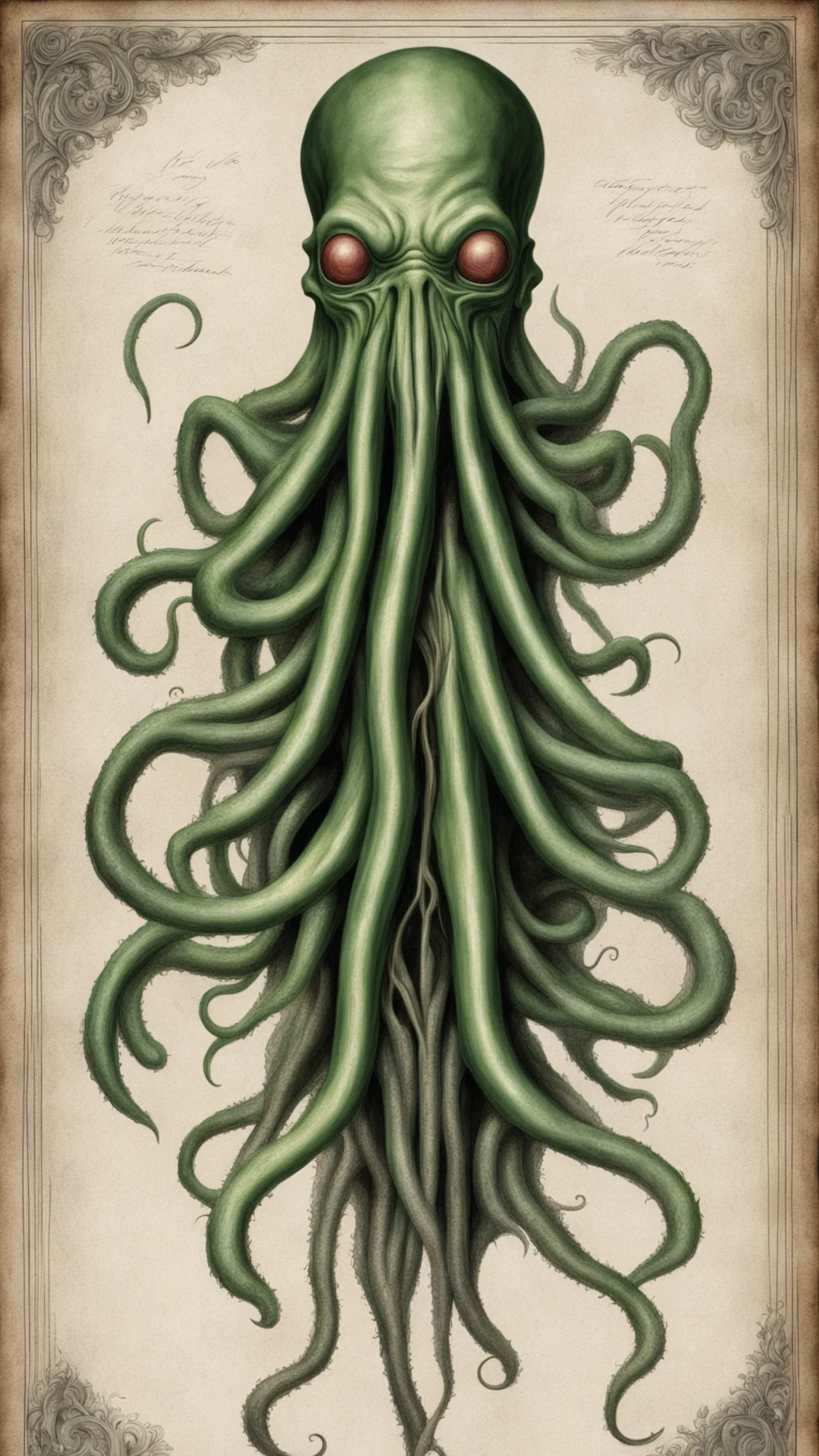 ai1800 era surgical book illustration cthulhu ultrarealistic highly detailed 8k w 1792 h 1024 confident engaging wow artstation art 3 tall