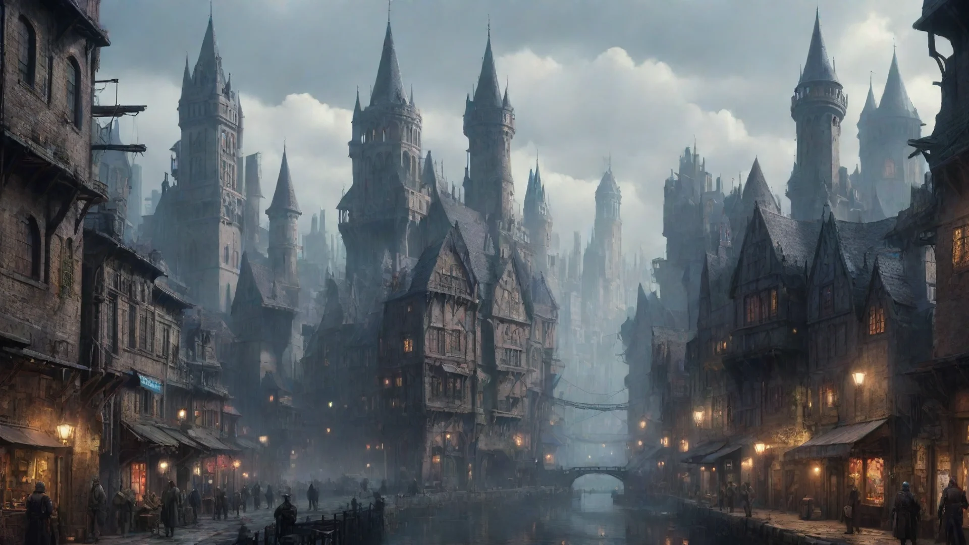 ai1920x1080 cityscape medieval cyberpunk hdwidescreen