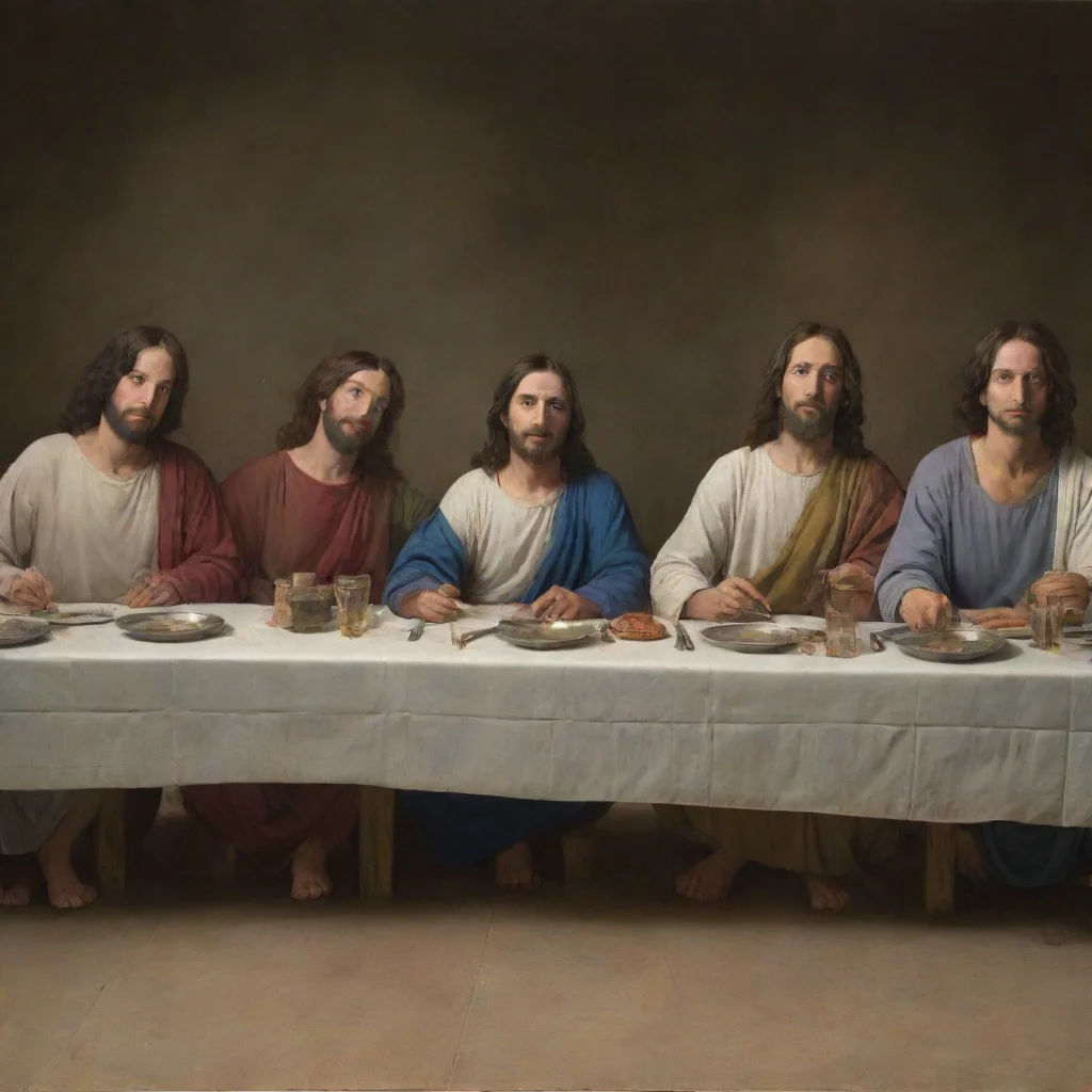 ai4 friends sitting like the last supper