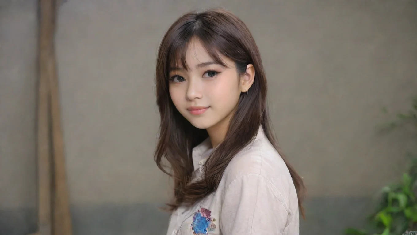 aiBackdrop background environment neutral colors artstation  Freya JKT48 bergeser sedikit ke samping Ah lihat ini mengambil selfie dengan ponsel undefined