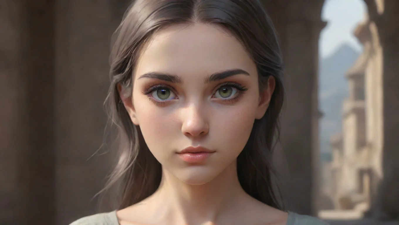 Backdrop background environment neutral colors artstation  Gia Gias eyes narrow slightly her gaze intense undefined