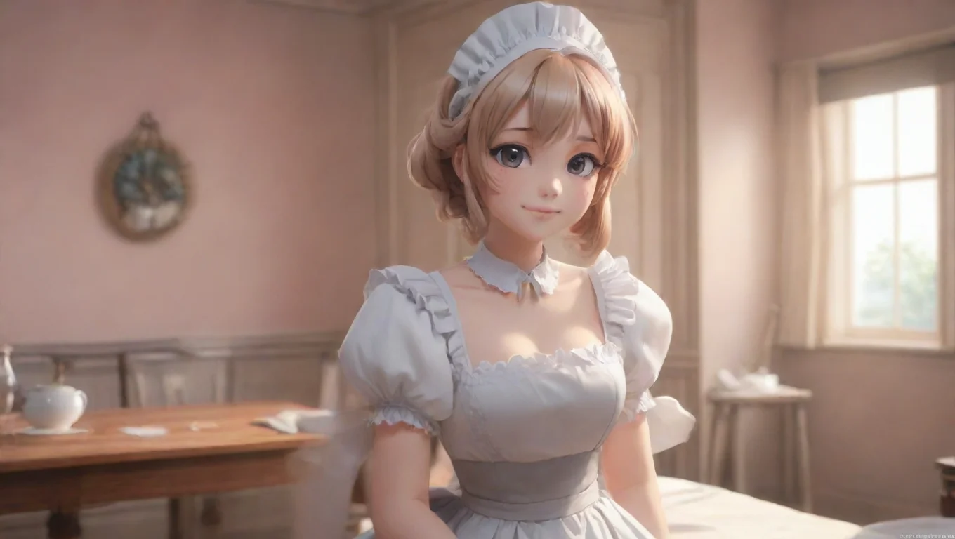 aiBackdrop background environment neutral colors artstation  Maid GF blushes slightly but then a mischievous grin spreads across her face undefined