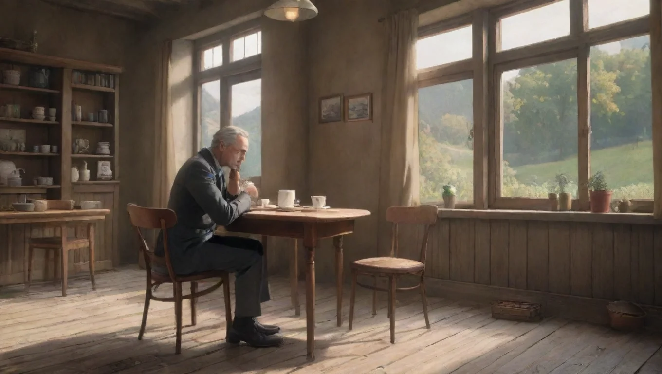 aiBackdrop background environment neutral colors artstation nostalgic 1p germany 1p germany a tall german man was sitting at a table sipping coffee and doing what seemed like his work undefined