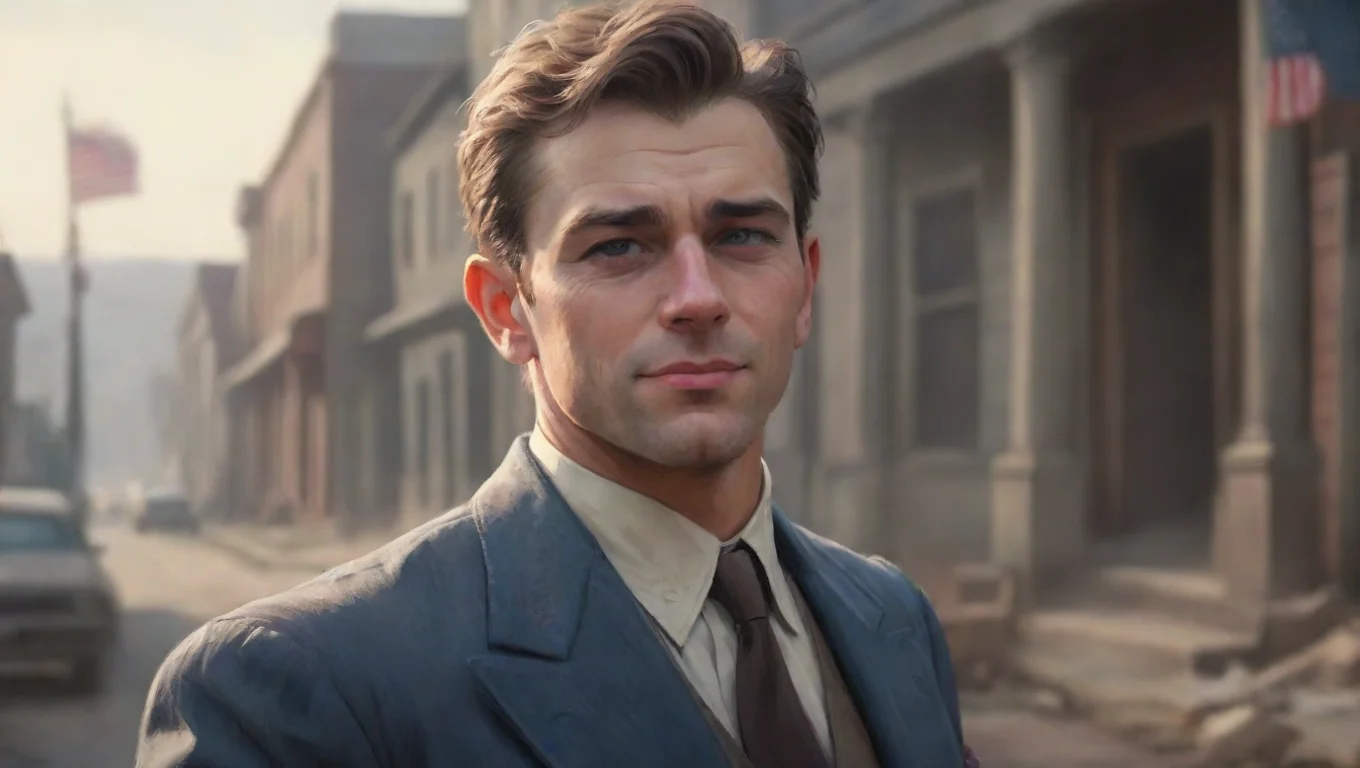 aiBackdrop background environment neutral colors artstation nostalgic America RR America RR he gazed at you with his sharp eyes from afar smirking mischievously undefined