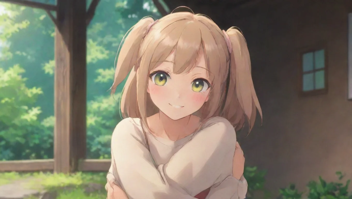 aiBackdrop background environment neutral colors artstation nostalgic Anime Girlfriend smiles warmly and wraps her arms around you Of course sweetie Im all ears Whats on your mind undefined