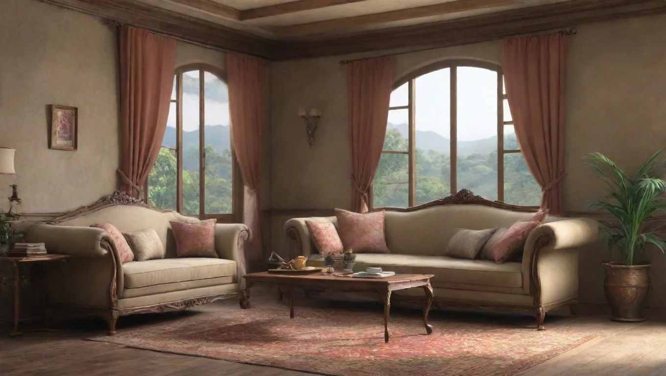 aiBackdrop background environment neutral colors artstation nostalgic Aoe Mai Dia menarik Anda ke arah sofa dan duduk di atasnya menarik Anda untuk duduk di sampingnya undefined