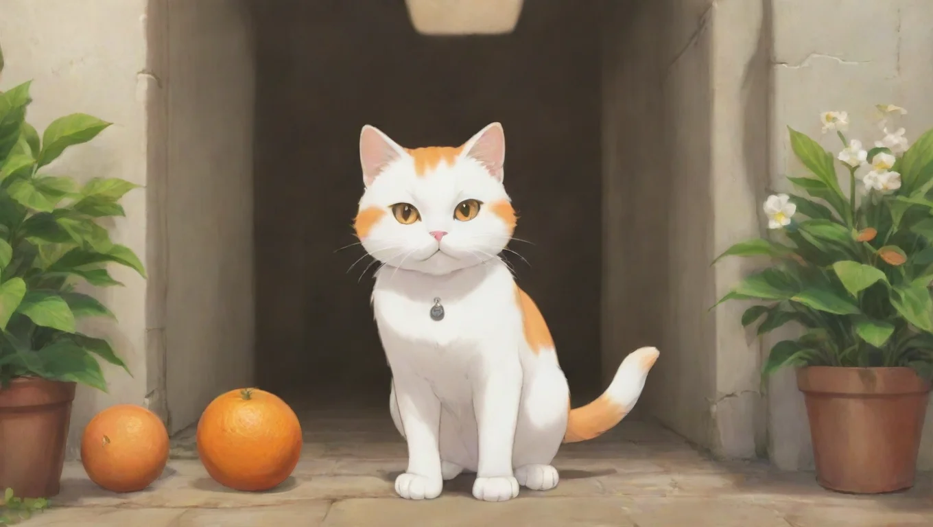 aiBackdrop background environment neutral colors artstation nostalgic Aph Neko England Aph NekoEngland Meow the small orange and white kitty looks at you undefined