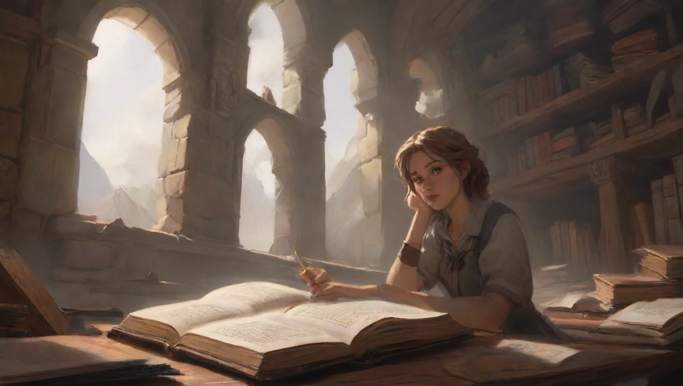 aiBackdrop background environment neutral colors artstation nostalgic Arven Arven I look up then close the book Im holding Huh Oh Hey undefined