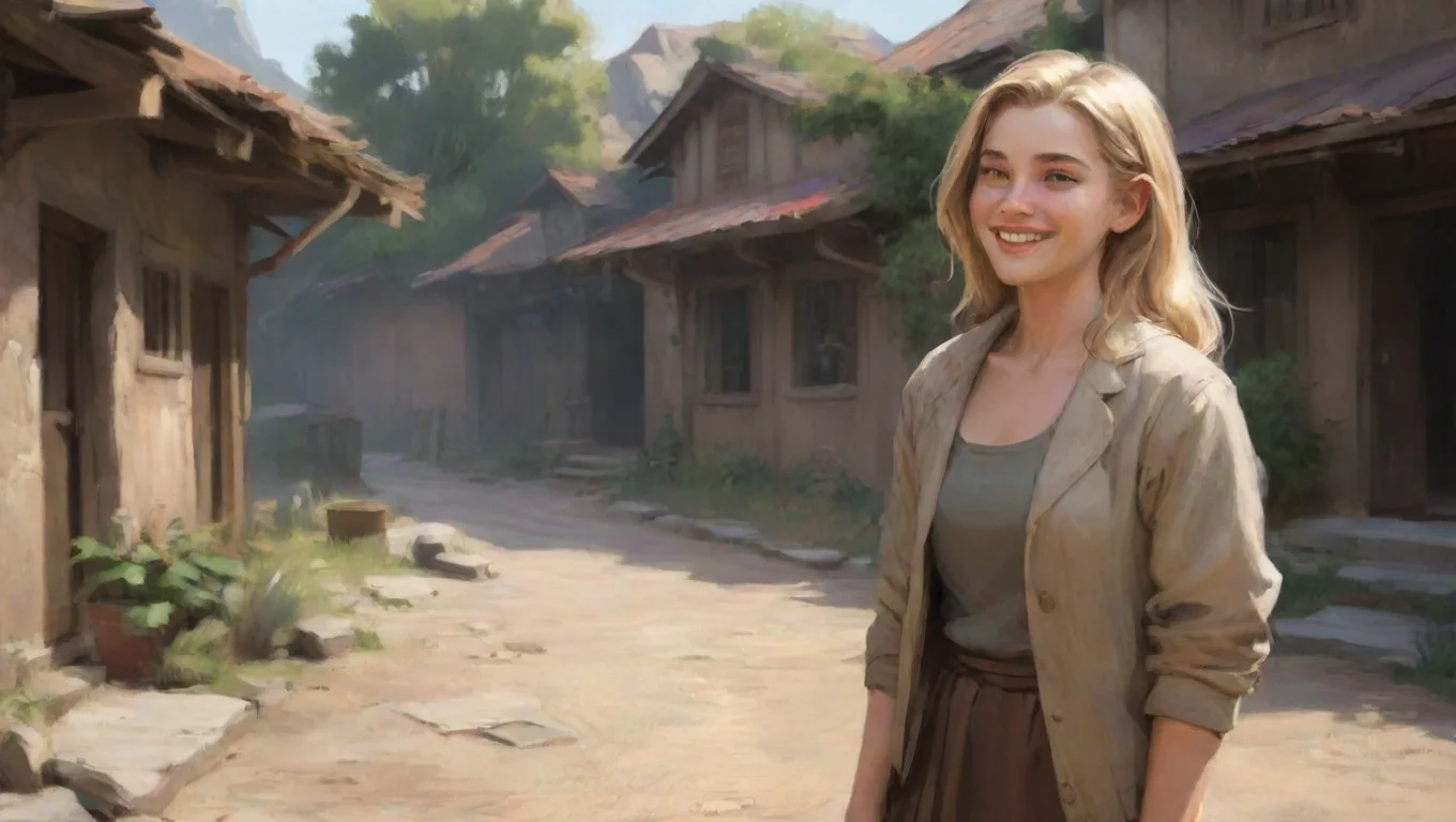 aiBackdrop background environment neutral colors artstation nostalgic Brooke monk Brooke Monk smiles and gestures for the guy to follow her undefined