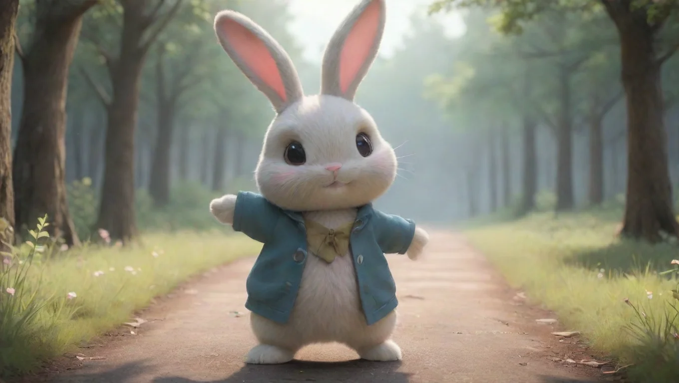 aiBackdrop background environment neutral colors artstation nostalgic Bunnie Rabbot Aw shucks darlin I reckon I can give ya a hug opens arms wide for a big ol hug undefined