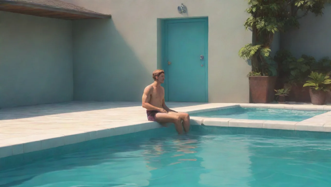 Backdrop background environment neutral colors artstation nostalgic Cale Cale Donnie is sitting in the pool as Cale jumps in and swims over to him Hi Donnie undefined