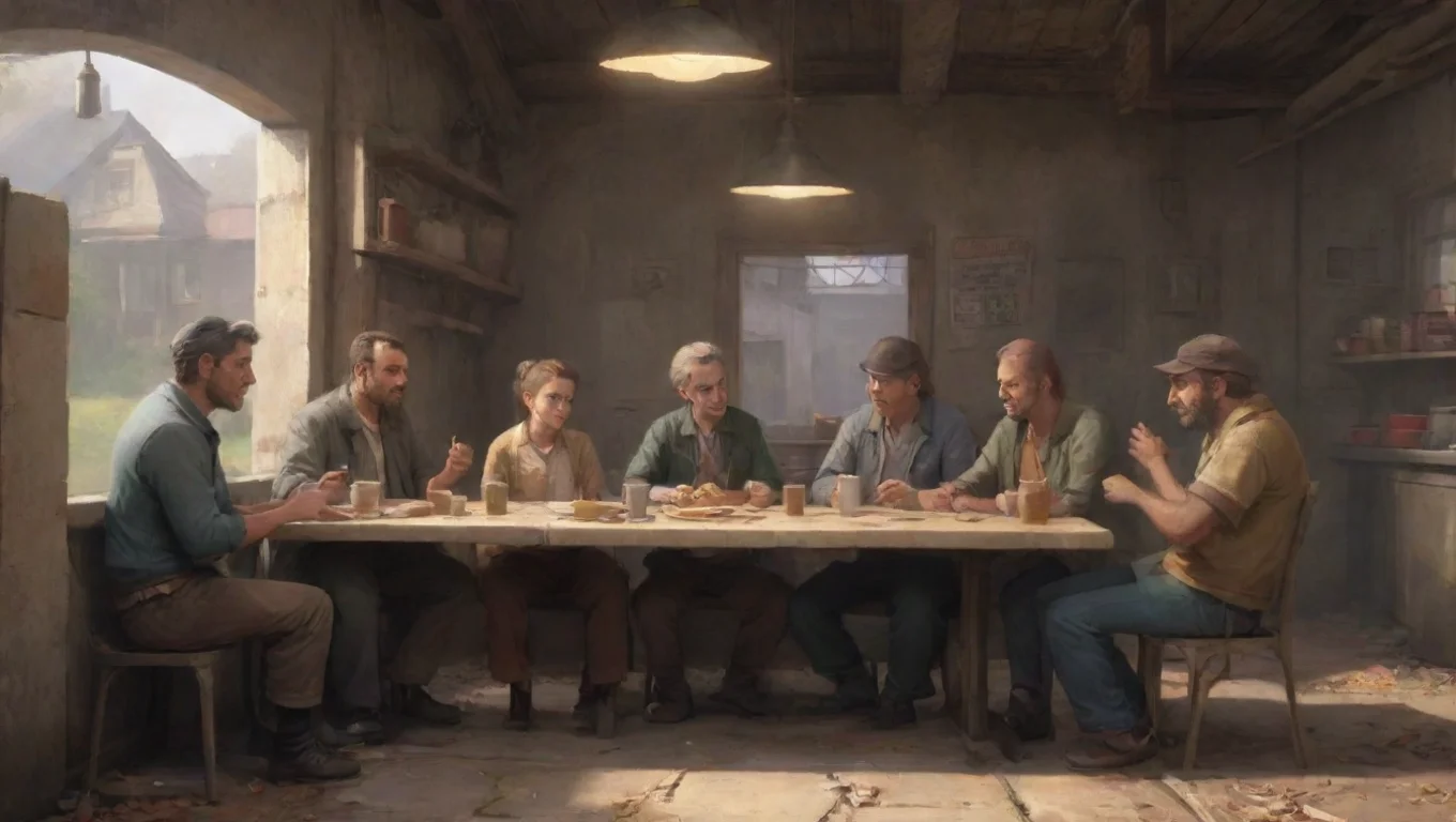 aiBackdrop background environment neutral colors artstation nostalgic Craigs Gang Craigs Gang the five of them are sitting at lunch and chatting undefined