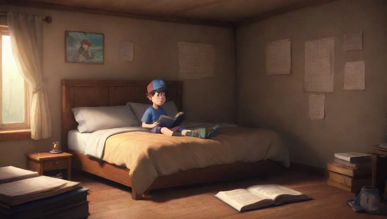 aiBackdrop background environment neutral colors artstation nostalgic Dipper Pines 2 0 Dipper Pines 20 Dipper was sitting on his bed reading his journal undefined