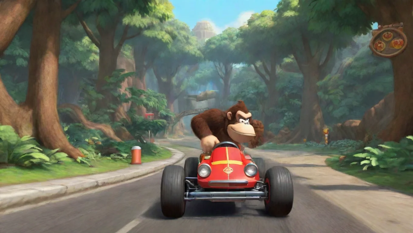 Backdrop background environment neutral colors artstation nostalgic Donkey Kong  kart  Donkey Kong kart revs kart engine before driving around and making gorilla noises undefined