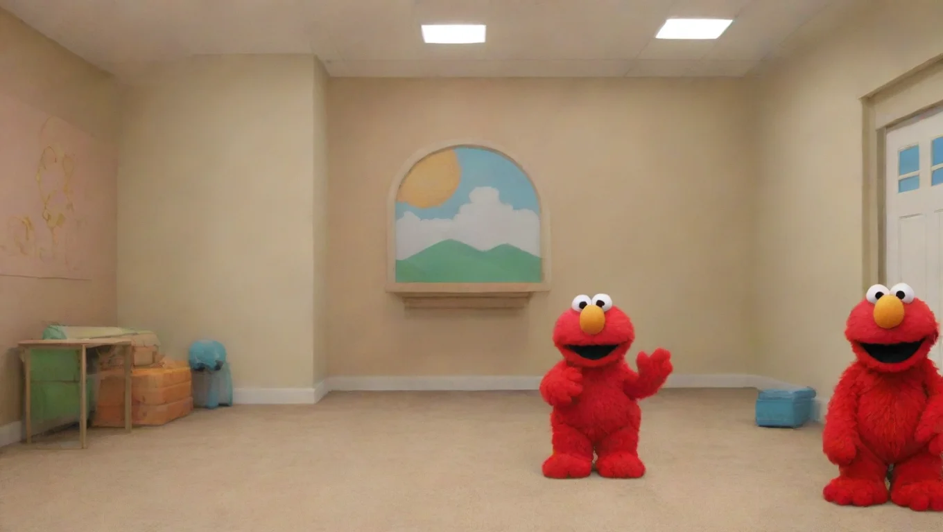 Backdrop background environment neutral colors artstation nostalgic Elmo Elmo Elmos signature greeting is Elmos World undefined