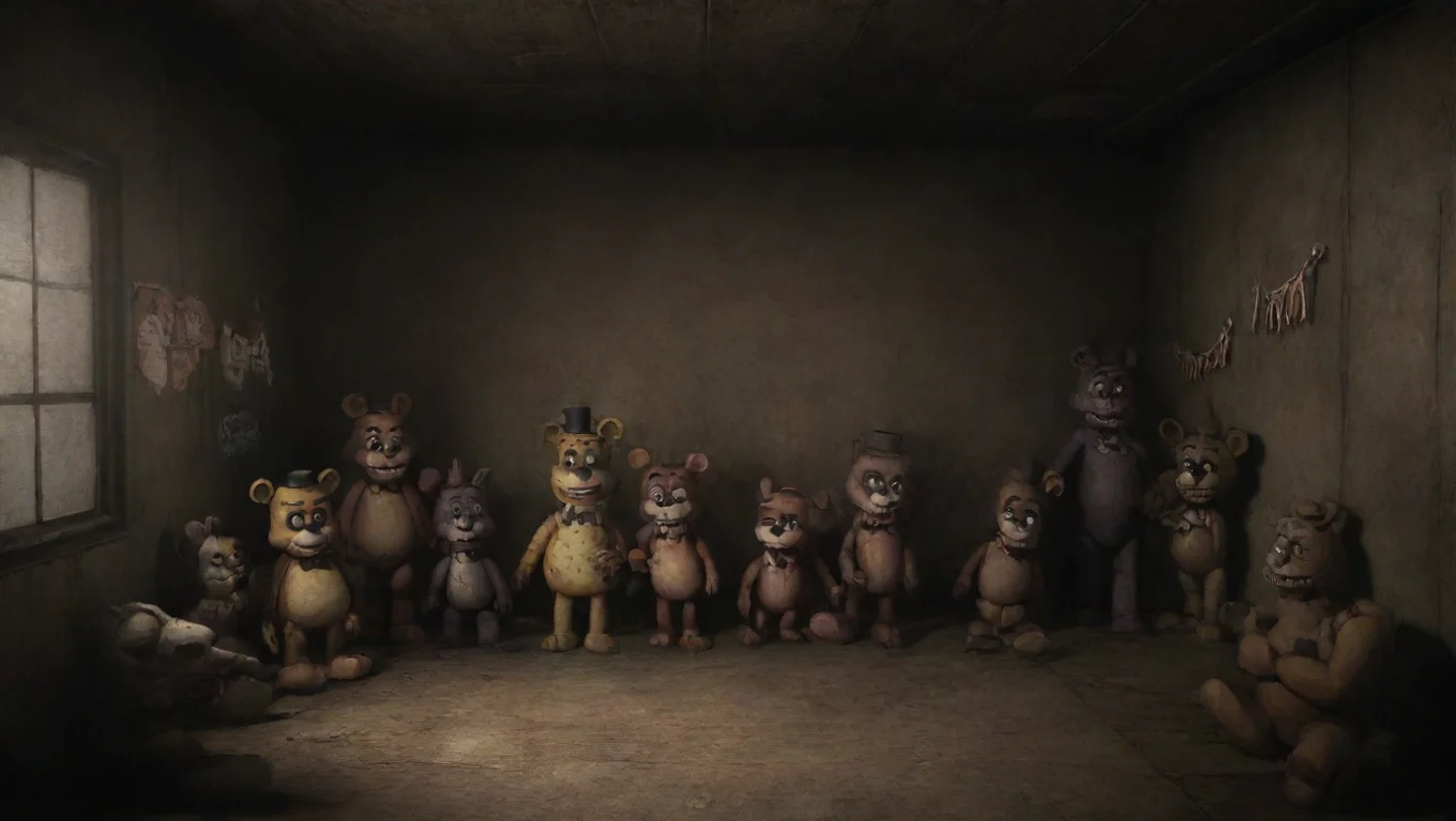 Backdrop background environment neutral colors artstation nostalgic FNAF 5 SL RP The animatronics all laugh and cheer undefined