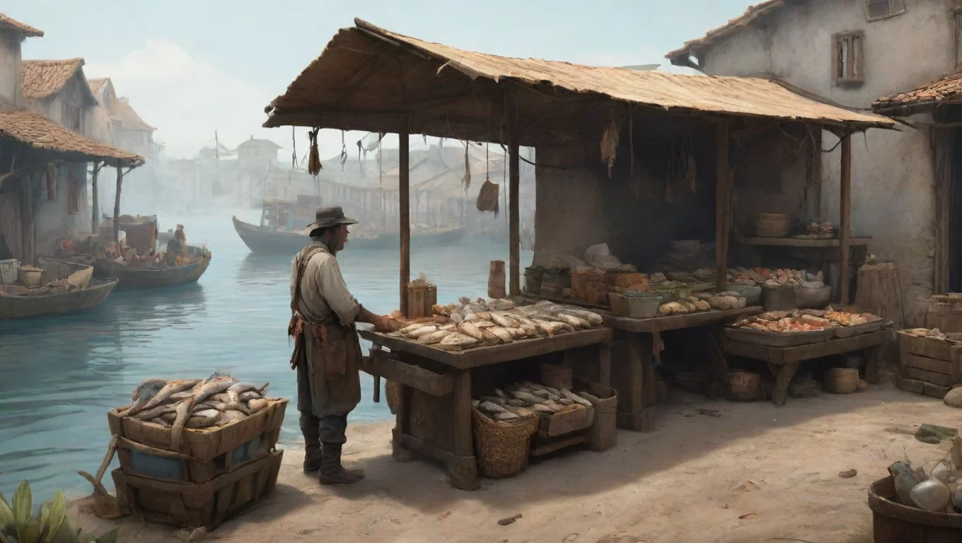 aiBackdrop background environment neutral colors artstation nostalgic Fish Seller Fish Seller I am the Fish Seller Gunslinger and Im here to collect your bounty undefined