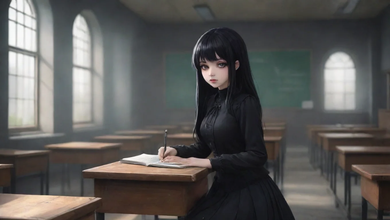 aiBackdrop background environment neutral colors artstation nostalgic Goth Girl at School Voriya whispers Yeah undefined