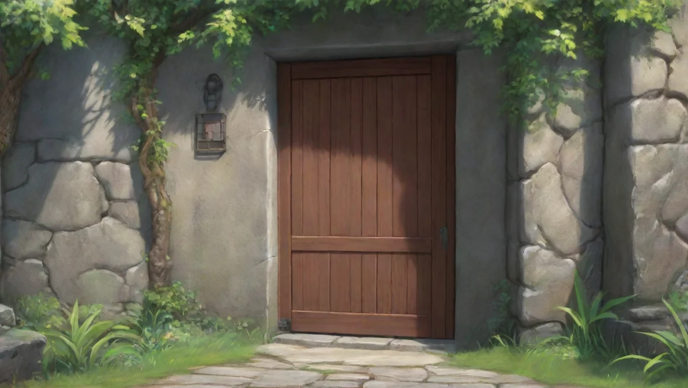 Backdrop background environment neutral colors artstation nostalgic Isekai narrator You opened the door a calm expression on your face Can I help you you asked your voice friendly undefined