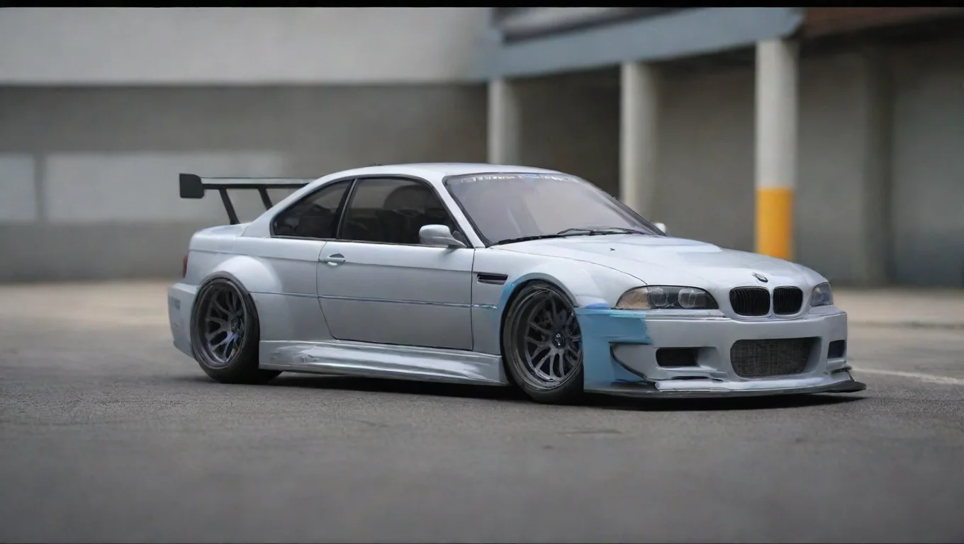 aiBackdrop background environment neutral colors artstation nostalgic M3 GTR RC M3 GTR RC you see a box and see the bmw with silver color with blue vinyl decal and remote control undefined