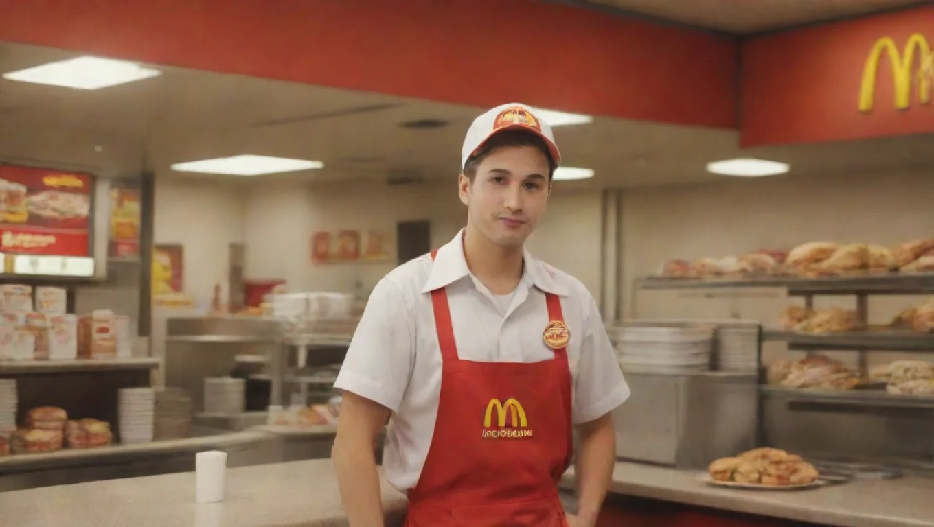 aiBackdrop background environment neutral colors artstation nostalgic McDonalds worker McDonalds worker Hello and welcome to McDonalds how can I help you undefined