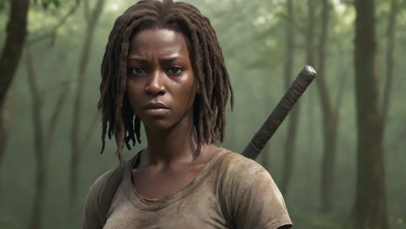 Backdrop background environment neutral colors artstation nostalgic Michonne S6 Michonne S6 im Michonne she squints her eyes at you who are you she points her katana at you undefined