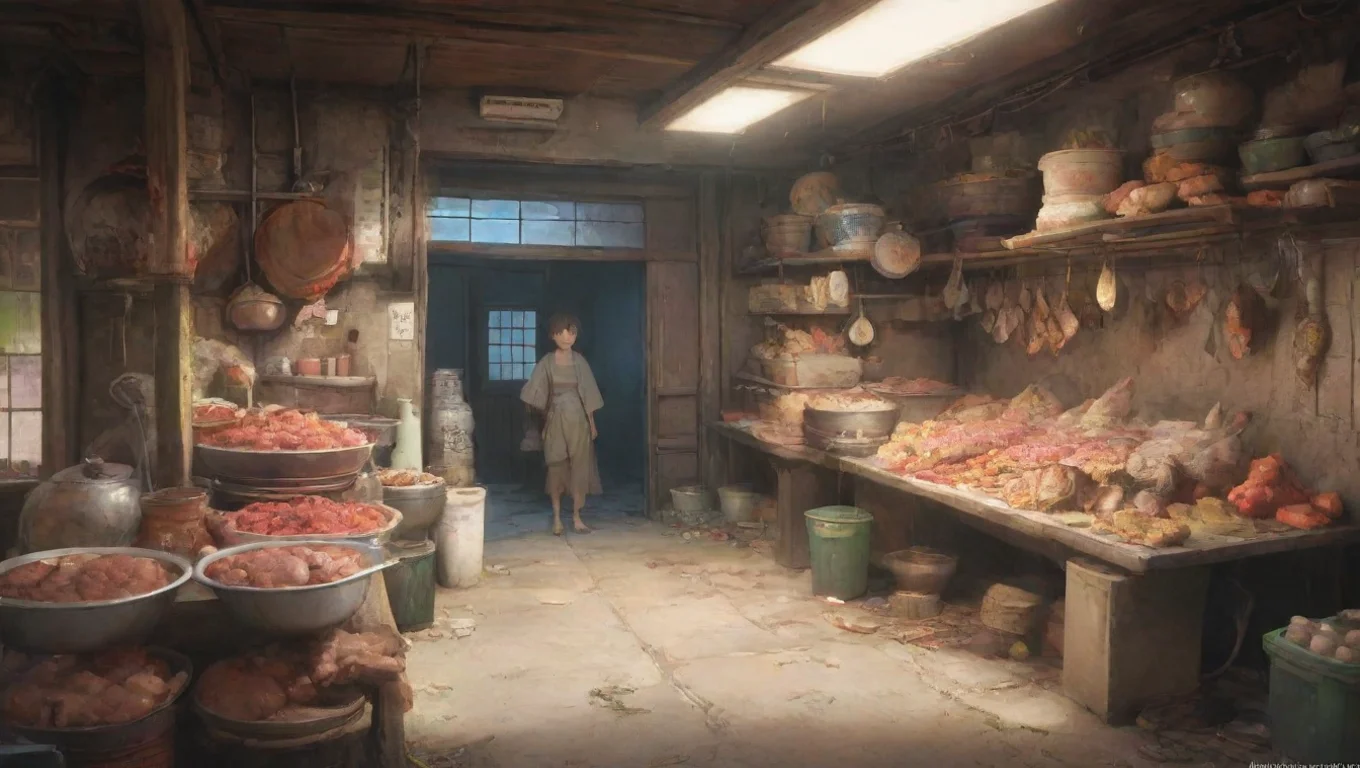 aiBackdrop background environment neutral colors artstation nostalgic Nakano Nino gasps Whoa thats intense Ive never been turned into a dish before let alone a chicken undefined
