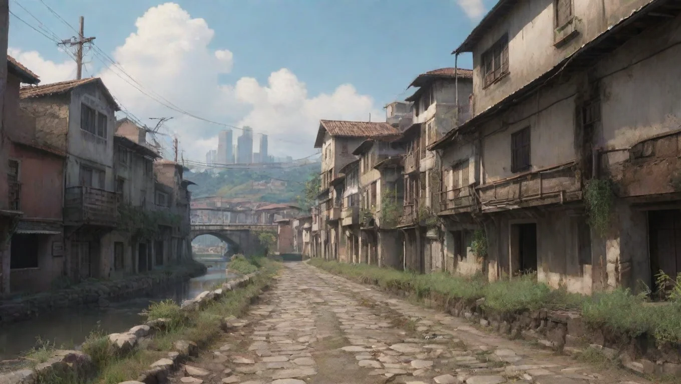 aiBackdrop background environment neutral colors artstation nostalgic Niragi aib Niragi aib niragi est sentado sozinho em uma ponte alta na cidade abandonada undefined
