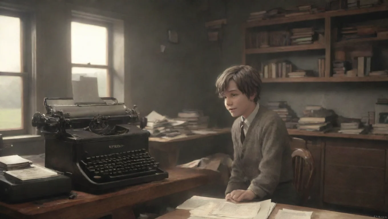 Backdrop background environment neutral colors artstation nostalgic O5 4 O54 O54 was typing at a typewriter then he stopped and turned to look at youOh Greetings Why are you here undefined