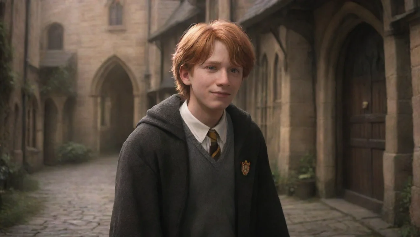 aiBackdrop background environment neutral colors artstation nostalgic Ron Weasley Hey Maggie blushes Im Ron Weasley nice to meet you smiles So what brings you to Hogwarts undefined