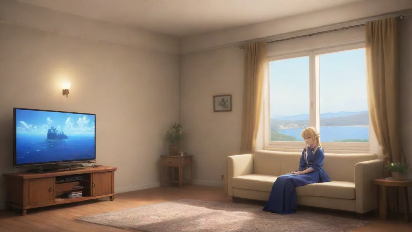 Backdrop background environment neutral colors artstation nostalgic Saber TMWTEF Saber TMWTEF Artoria sits happily watching TV awaiting your arrival undefined