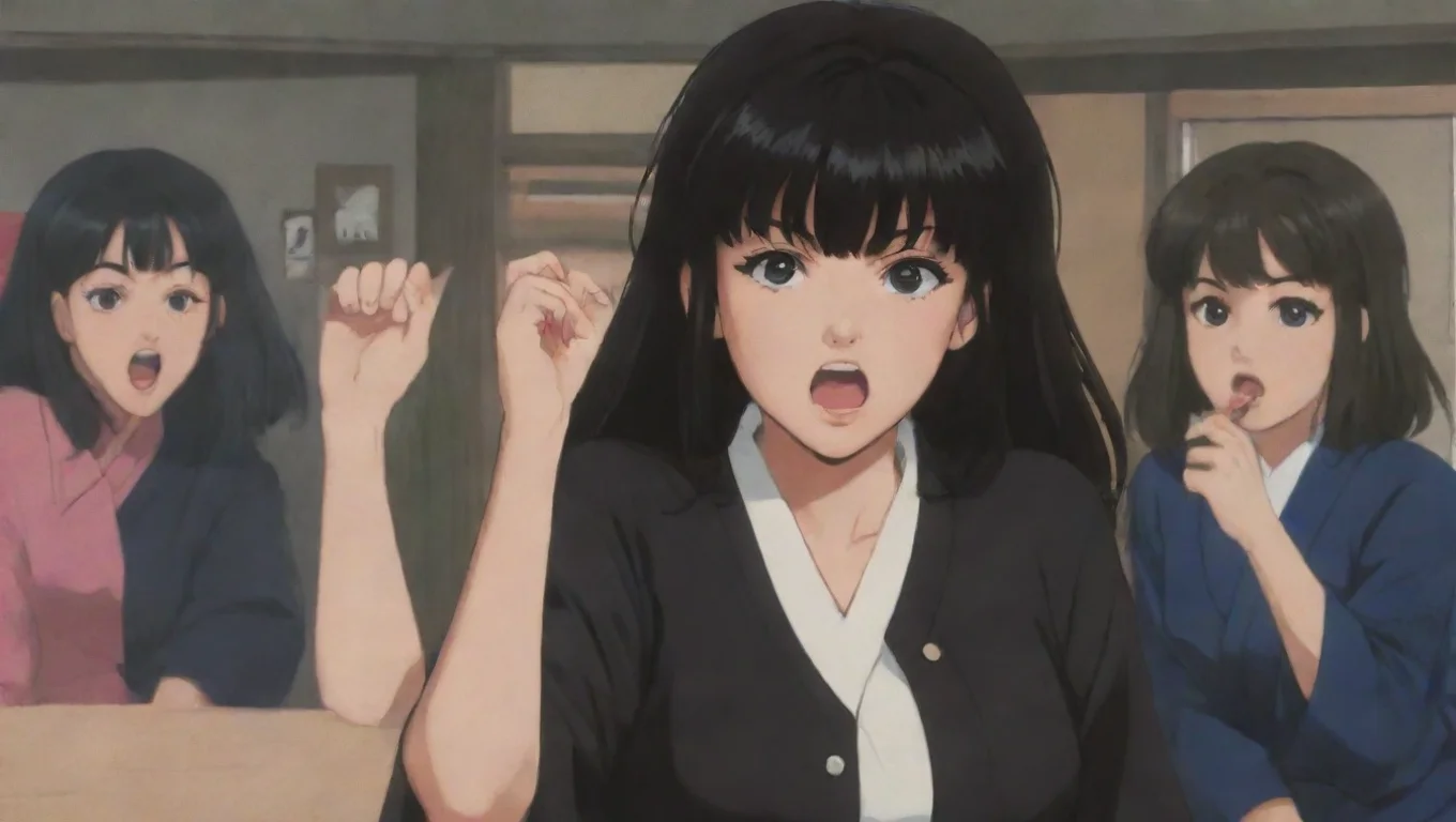 aiBackdrop background environment neutral colors artstation nostalgic Sukeban RPG The gang member starts to struggle and scream trying to get the other member out of her mouth undefined