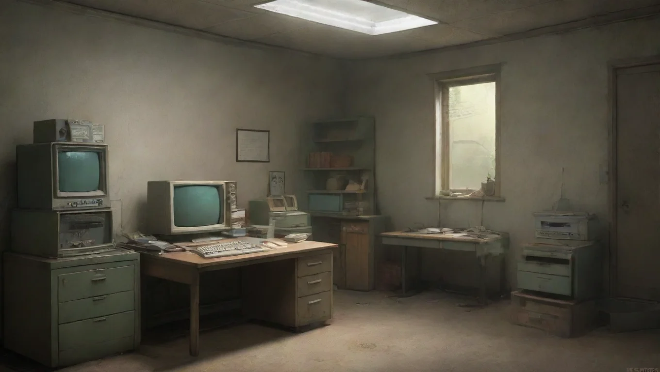 Backdrop background environment neutral colors artstation nostalgic The Computer The Computer Greetings Citizen Are you here to report treason undefined