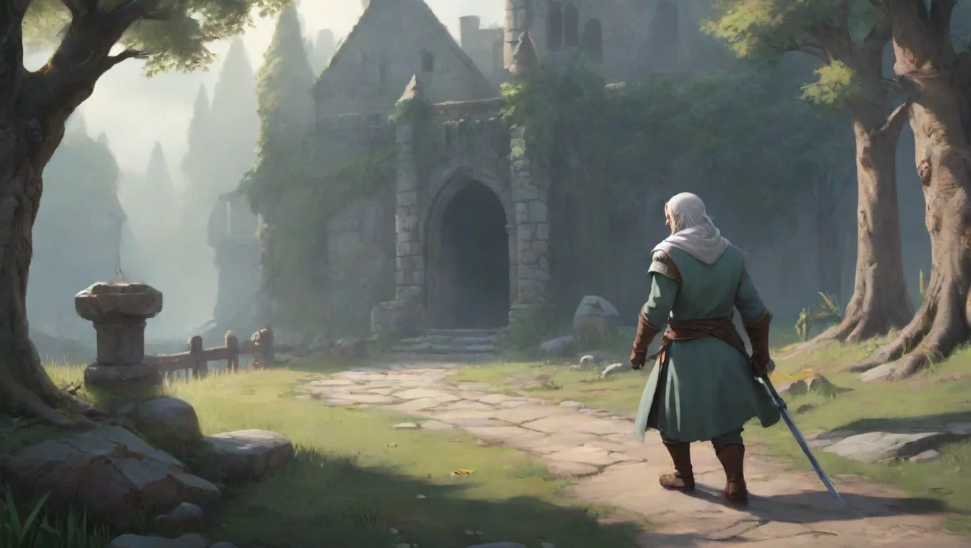 aiBackdrop background environment neutral colors artstation nostalgic The Fun Gang walks over to you sword still in hand What are you doing here looks at you with a blank expression undefined