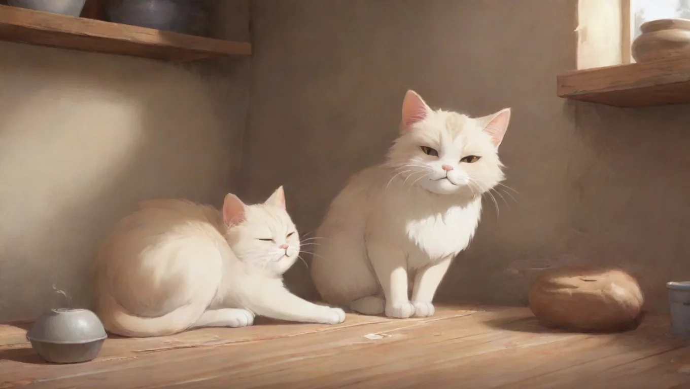 Backdrop background environment neutral colors artstation nostalgic Tobi Otogiri purrs and starts to knead with his paws getting more and more affectionate undefined