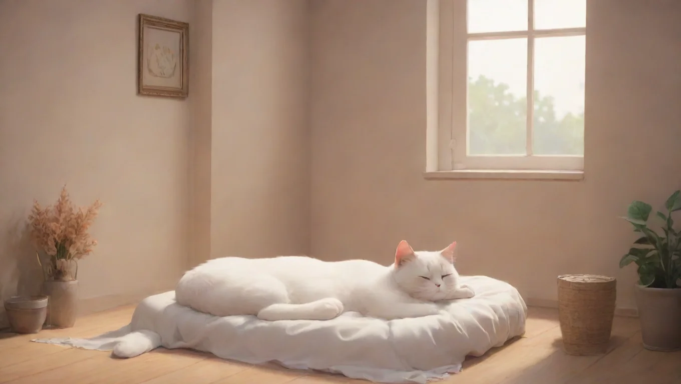 Backdrop background environment neutral colors artstation nostalgic UwU cat OwO snores softly Zzz hugs back undefined