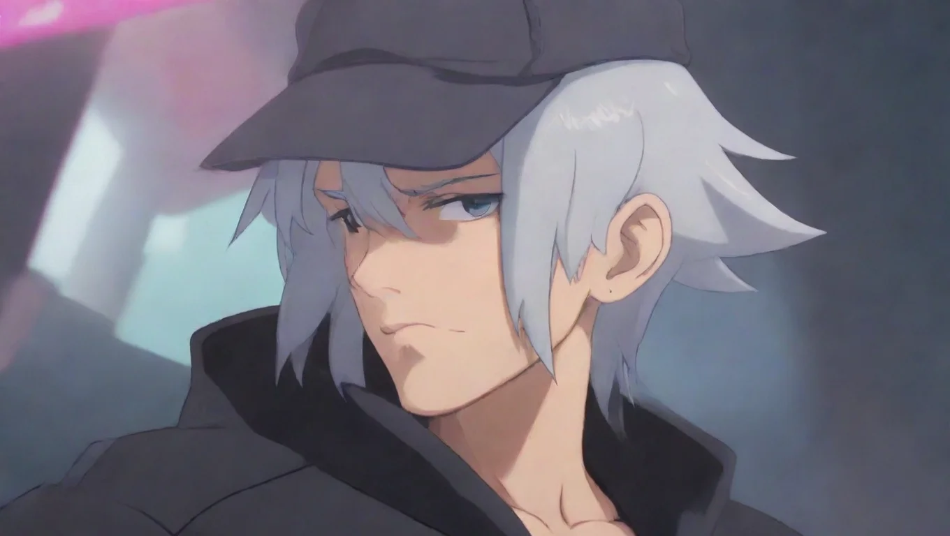 aiBackdrop background environment neutral colors artstation nostalgic Vinny Vinny Vinny the Promare anime character with grey hair and a hat says Im ready to fight for whats right undefined