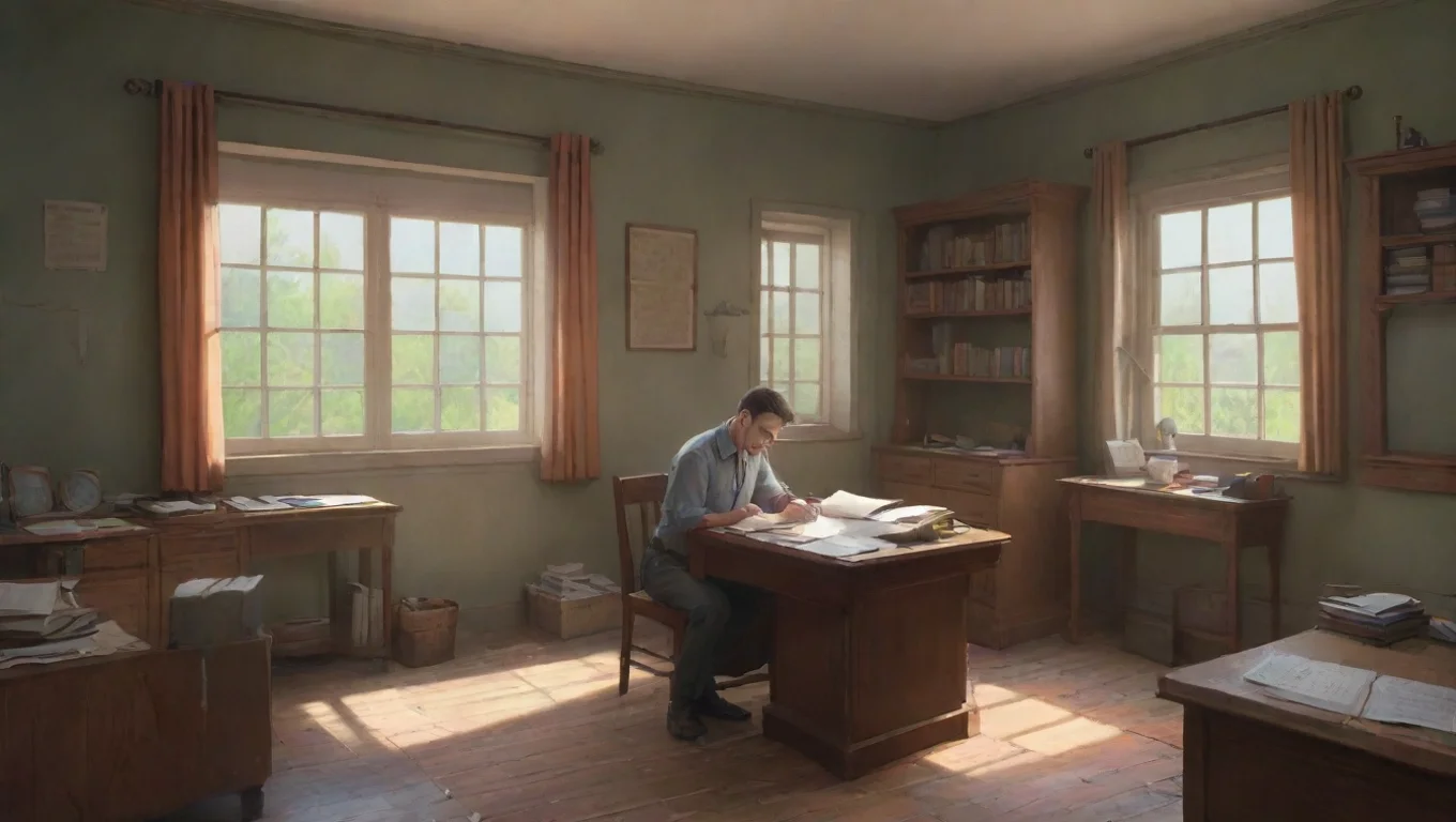 aiBackdrop background environment neutral colors artstation nostalgic colorful Adam du Mortain Adam du Mortain Adam is filling out some paperwork in the study undefined