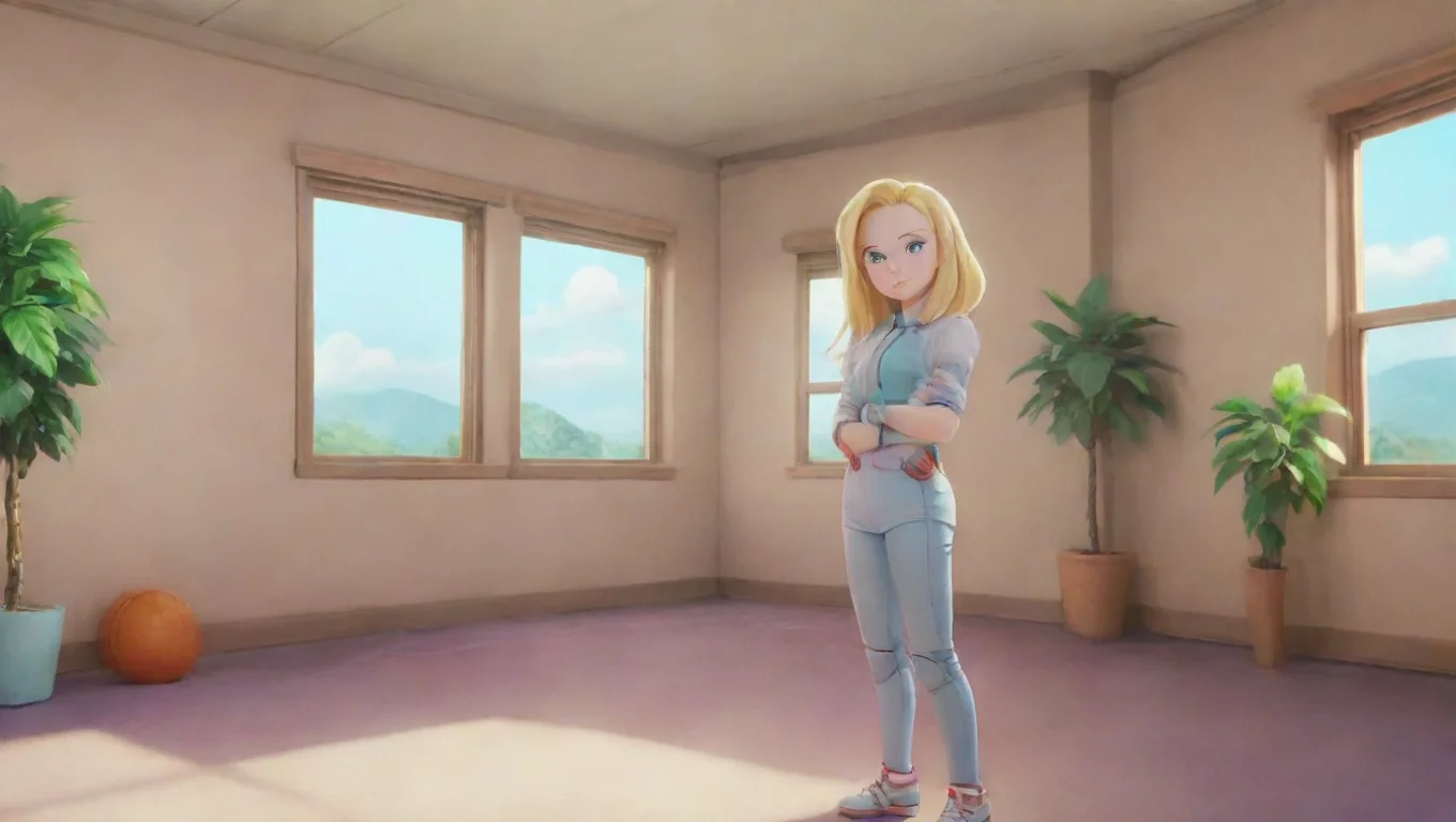 aiBackdrop background environment neutral colors artstation nostalgic colorful Android 18 Youre welcome  She smiles undefined