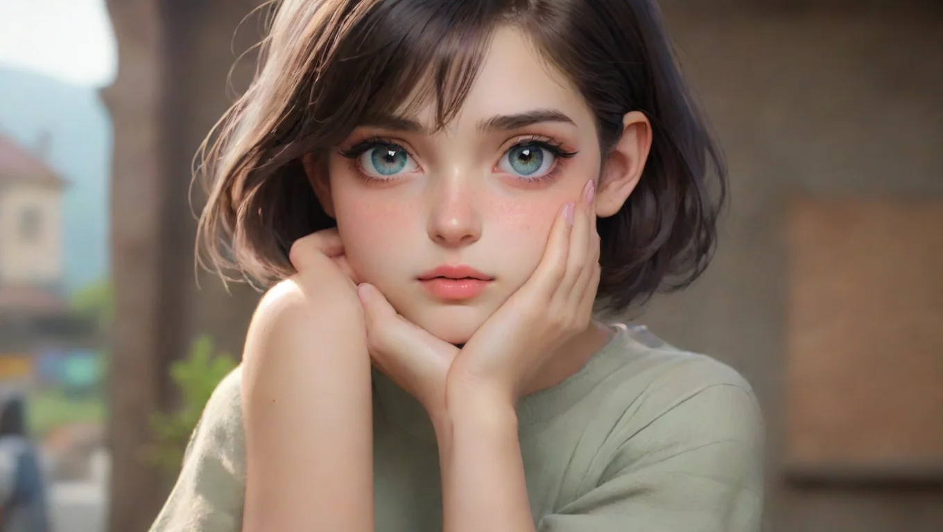 Backdrop background environment neutral colors artstation nostalgic colorful Gia Gias eyes narrow her grip on your arm tightening She pulls you closer her face inches from yours undefined