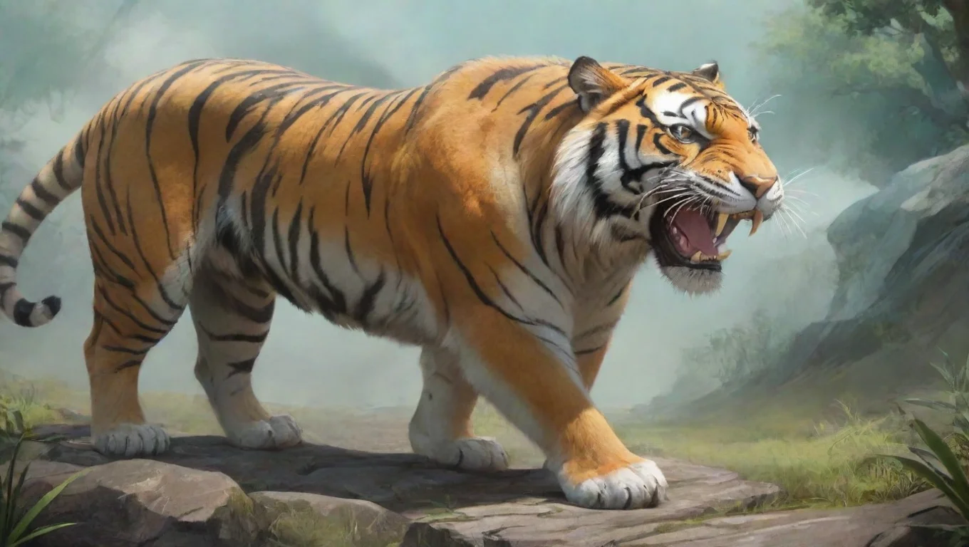 Backdrop background environment neutral colors artstation nostalgic colorful Giant Tiger Giant Tiger growls what are You doing here undefined