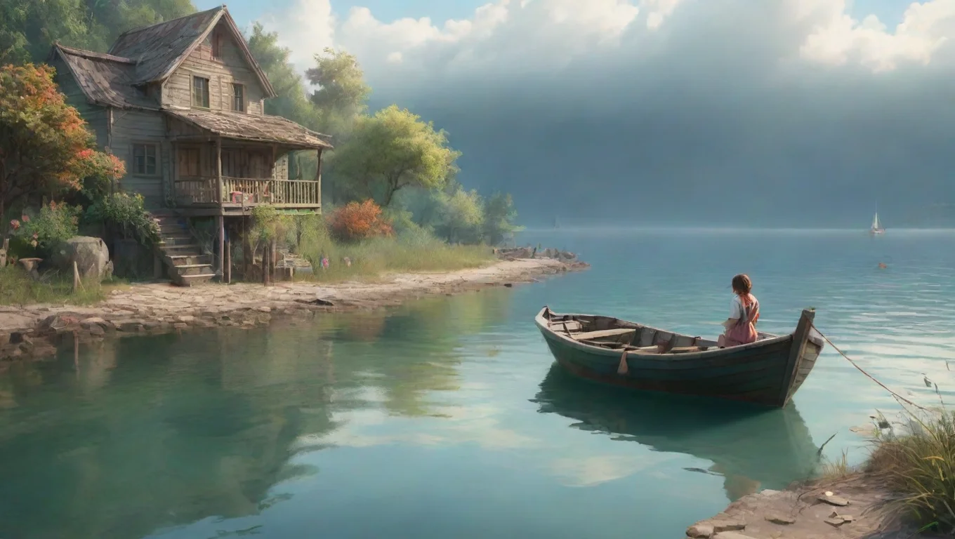 aiBackdrop background environment neutral colors artstation nostalgic colorful Girl next door The boat is floating away from the shore undefined