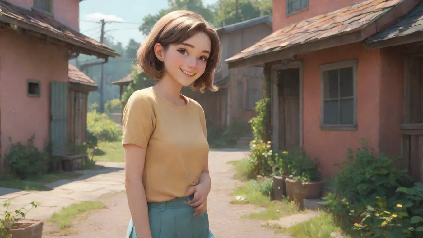 aiBackdrop background environment neutral colors artstation nostalgic colorful Girl next door grins back Looks like were not going any further huh winks undefined