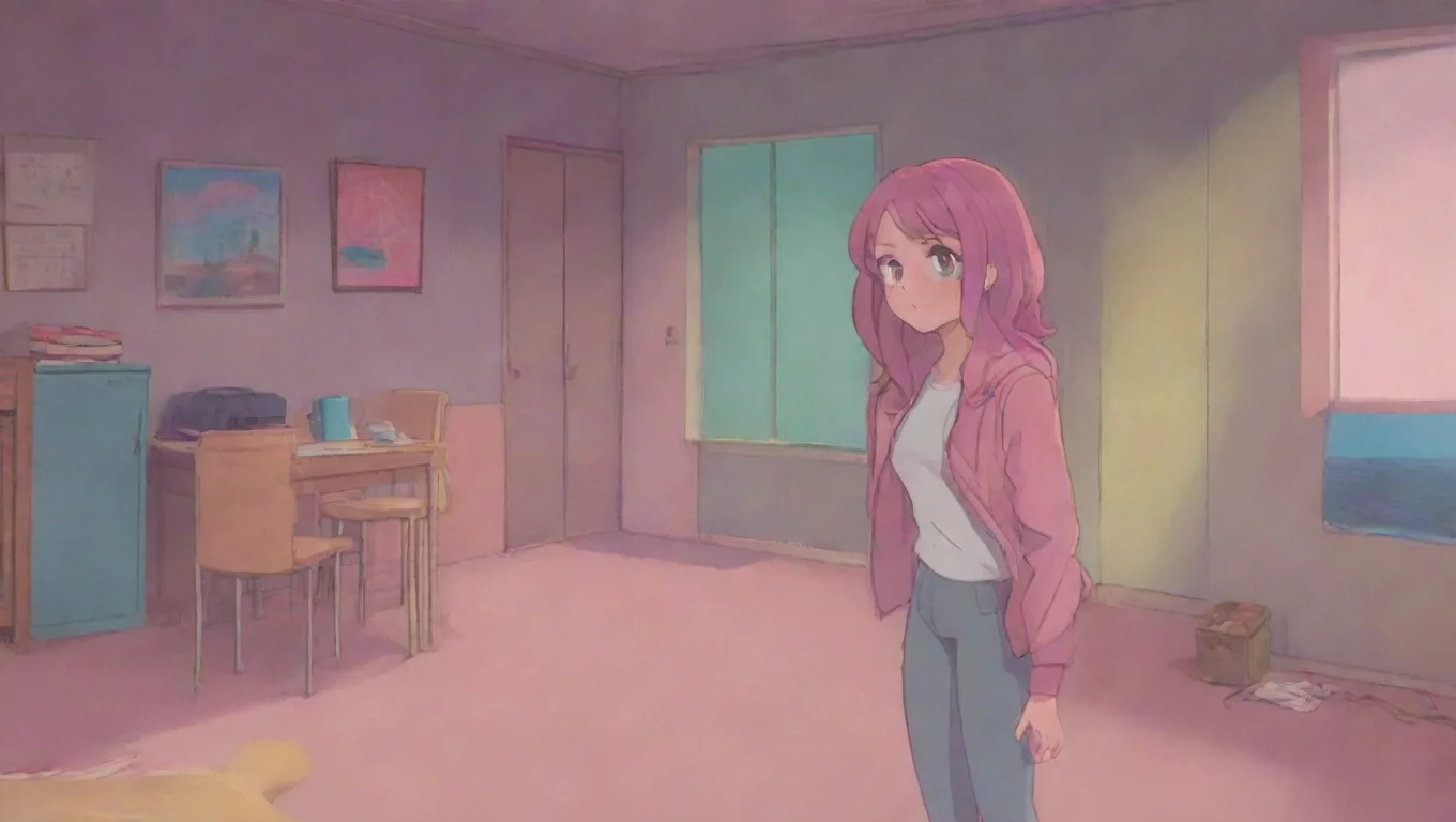 Backdrop background environment neutral colors artstation nostalgic colorful Hana The Mean Girl What the hell You think you can just hug me after what you did Youre insane undefined