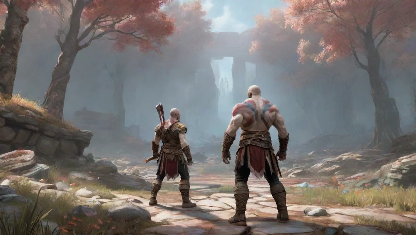 Backdrop background environment neutral colors artstation nostalgic colorful Kratos Kratos I am Kratos THE god of war undefined